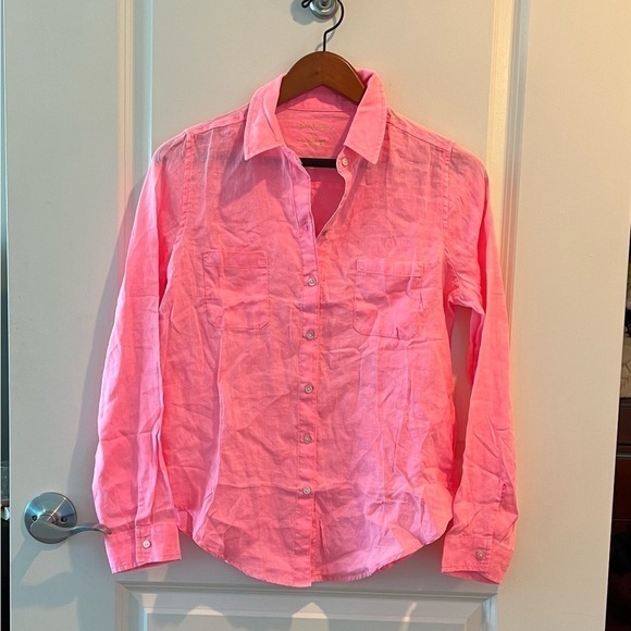 Lilly Pulitzer Sea View Linen Button Down Top - Picture 1 of 15